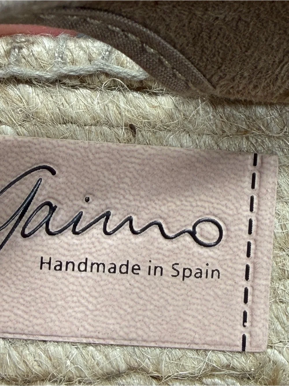 Gaimo Leather Slingback Espadrilles Low Wedge Handmade Spain Taupe EU36 US 5.5 6